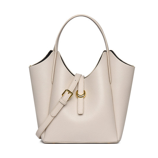 Genuine Leather Women's Large Capacity Hand Holding Bucket Bag