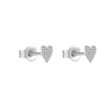 Silver Heart-shaped Zircon Stud Earrings