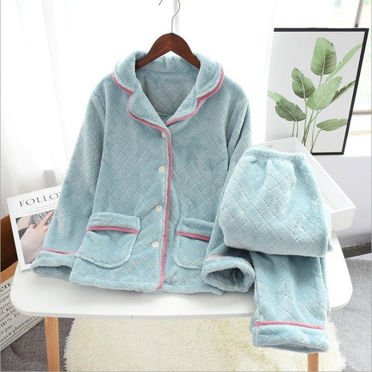Autumn and Winter Thick Velvet Girl Lovely Home Pajamas