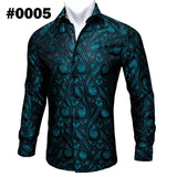 Floral Long Sleeve Silk Shirts Men