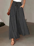 Polka Dot Print Trousers Fashion Loose Elastic Waist Wide-leg Pants Women's Clothing