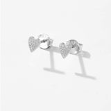 Silver Heart-shaped Zircon Stud Earrings
