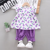 Girls' Sleeveless Vest Clothing T-shirt Two-piece Set