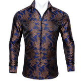 Floral Long Sleeve Silk Shirts Men