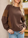 Striped Color-blocked Round Neck Versatile Casual Long-sleeved Sweatshirt