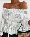 Strap collar printed bouquet waist tie top