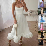 Fashion Suspenders Large Flower Swing Three-dimensional Flower A- Line Skirt