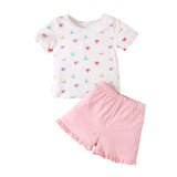 Girls' Floral Printed Shorts Two-piece Set
