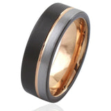 Trendy 8mm Black Tungsten Carbide Wedding Rings For Men