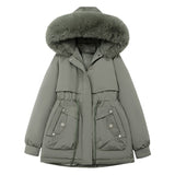 Waist Trimming Short Hooded New Big Fur Collar Coat Women's Clothing