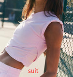 Ladies Two-piece Set Solid Color Casual Suit