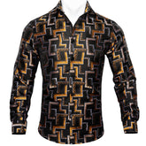 Floral Long Sleeve Silk Shirts Men