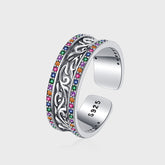 S925 Sterling Silver Retro Tang Grass Rattan Flower Ring