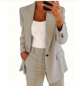 Ins Button Casual Suit Fashion Long-sleeved Lapel Blazer Women