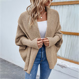 New Loose Knitted Sweater Solid Color Bat Sleeve