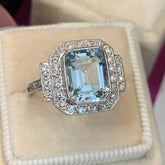 Luxury Square Sea Blue Zircon Ring