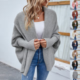 New Loose Knitted Sweater Solid Color Bat Sleeve