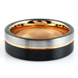 Trendy 8mm Black Tungsten Carbide Wedding Rings For Men