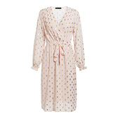 Lantern sleeve belt midi dress