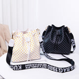 Printed Bucket Bag PU Multi Layer Soft Leather