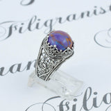 Filigree Art Mojave Turquoise Gemstone Crown Design Women Silver