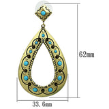 LO3850 - Antique Copper Brass Earrings with Top Grade Crystal in
