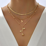 Multilayer Moon Gold Color Pendant Necklaces
