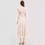 Chiffon Printed Ruffled Long Sleeve Dress