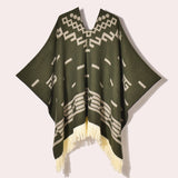 Western Denim Style Women's Shawl Tassel Pullover