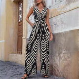 Fashionable High Waist Lace-up Wide Leg Jumpsuit - Women's Clothing