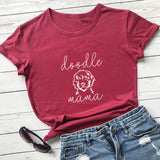 Letter Puppy Printed Short-sleeved Top - Women's Clothing