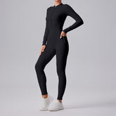 Women's Clothing Solid Color Casual Half Long-sleeve Zipper Jumpsuit