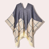 Western Denim Style Women's Shawl Tassel Pullover