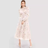 Chiffon Printed Ruffled Long Sleeve Dress