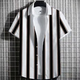 Color Simple Striped Men's 3D Printing Short Sleeve