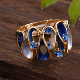 Enamel Geometric Petal Round Cake Stretch Ring Fashion Simple And Irregular