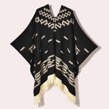 Western Denim Style Women's Shawl Tassel Pullover