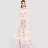 Chiffon Printed Ruffled Long Sleeve Dress