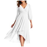 Women's V-neck Long-sleeved Dress Loose Party Evening Dress