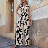 Fashionable High Waist Lace-up Wide Leg Jumpsuit - Women's Clothing