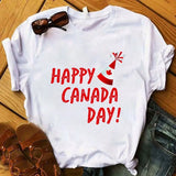 Canada Day Maple Leaf Flag Print Women T Shirt