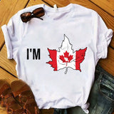Canada Day Maple Leaf Flag Print Women T Shirt