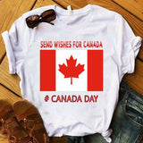 Canada Day Maple Leaf Flag Print Women T Shirt
