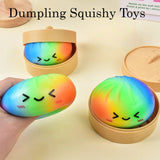 Rainbow Color Dumpling Squishy Toy with Bamboo Slow Rising Stress
