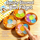 5Pcs Mini Dumplings with Steamer Bun Squeezable Toys Set Soft Stress