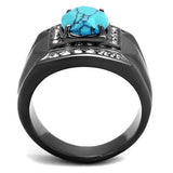 TK2662 - IP Light Black (IP Gun) Stainless Steel Ring with Synthetic