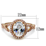 TS489 - Rose Gold 925 Sterling Silver Ring with AAA Grade CZ in Clear