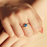 TS559 - Gold 925 Sterling Silver Ring with AAA Grade CZ in Sea Blue