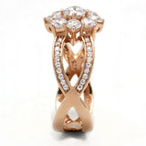 TS586 - Rose Gold 925 Sterling Silver Ring with AAA Grade CZ in Clear