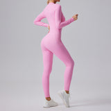 Women's Clothing Solid Color Casual Half Long-sleeve Zipper Jumpsuit